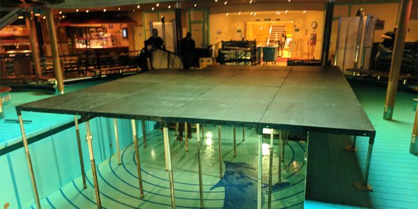 Stage Being Built Over a Pool on a Cruise Ship